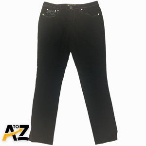 Earl Jean Women Jeans Size 6P Black Stretch 5 Pocket Embellished
